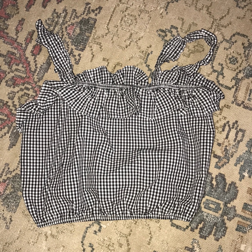 Checkered Ruffle Crop Tank